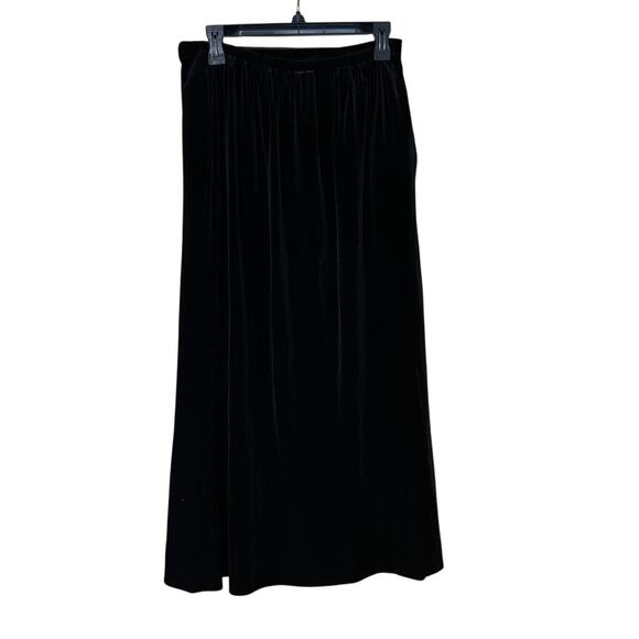 Susan Graver Studio Black Size Medium Long Elastic Waist Velvet Skirt Pockets - Picture 2 of 6